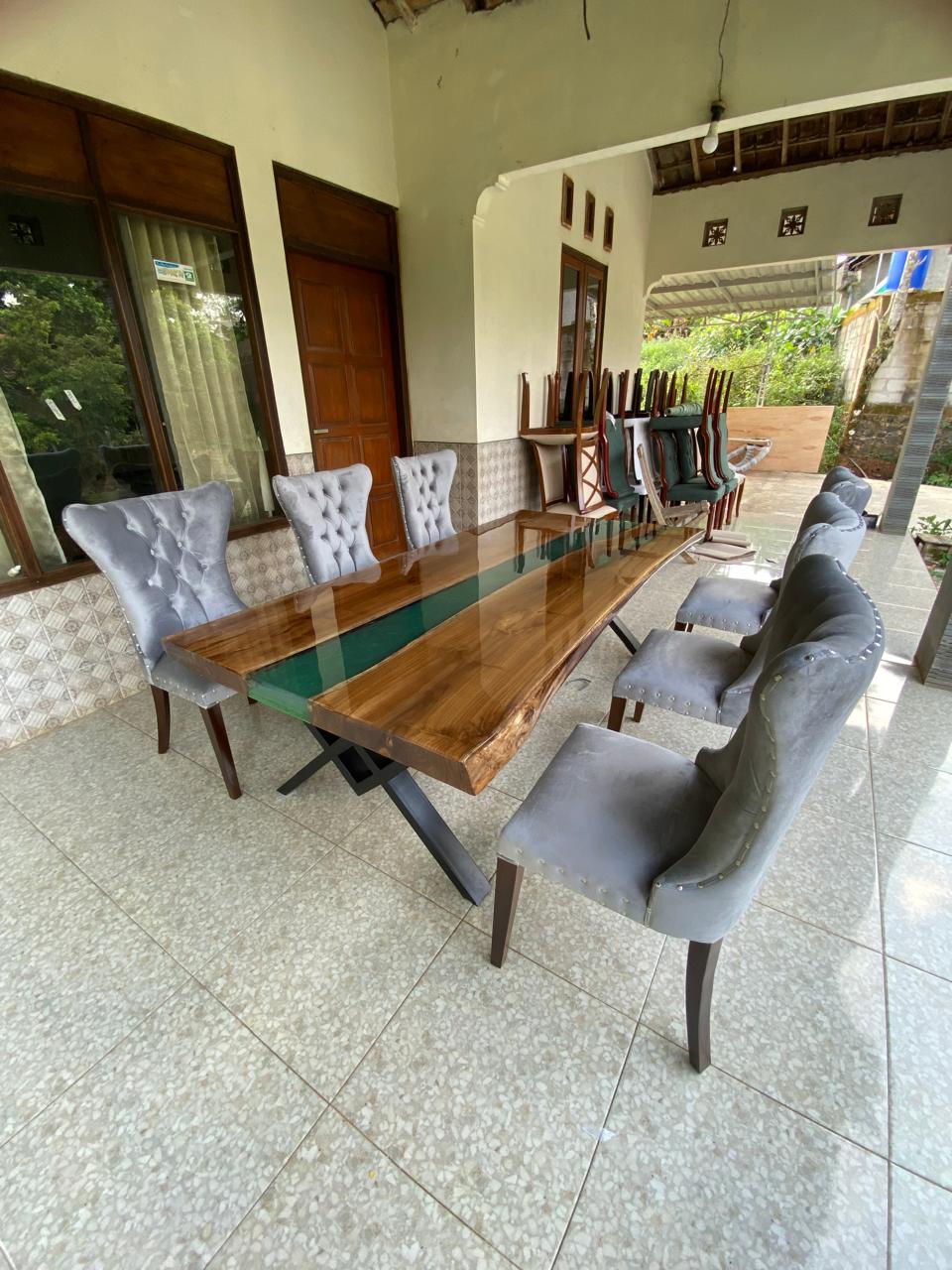 Jade River | Hardwood & Resin Dining Table – Handcrafted Luxury by Van Java Furniture UK