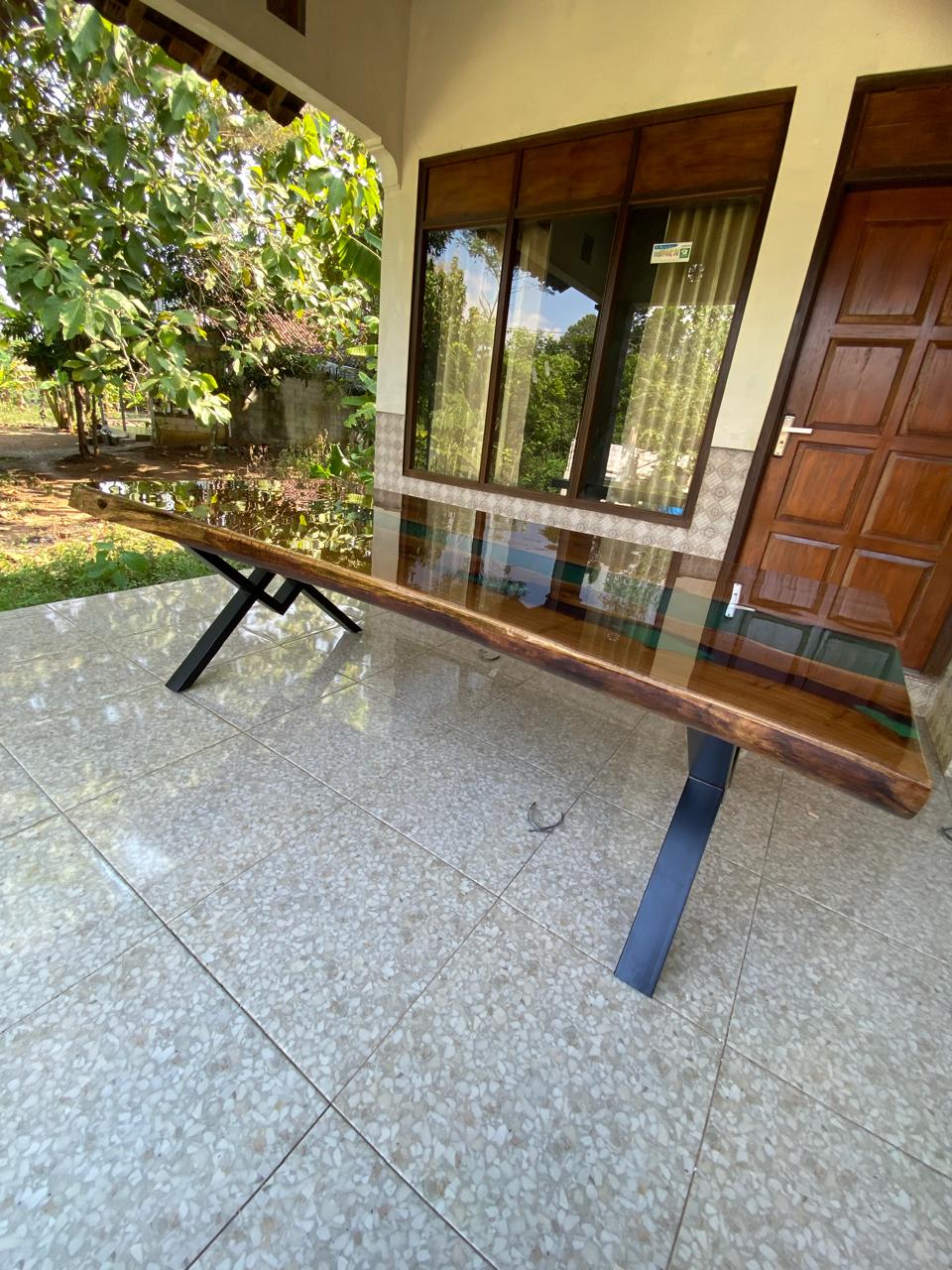 Jade River | Hardwood & Resin Dining Table – Handcrafted Luxury by Van Java Furniture UK