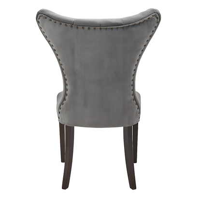Pewter Velvet Dining Chairs – Upholstered High Back Seating with Solid Wood Legs | Modern Luxury Dining Furniture UK